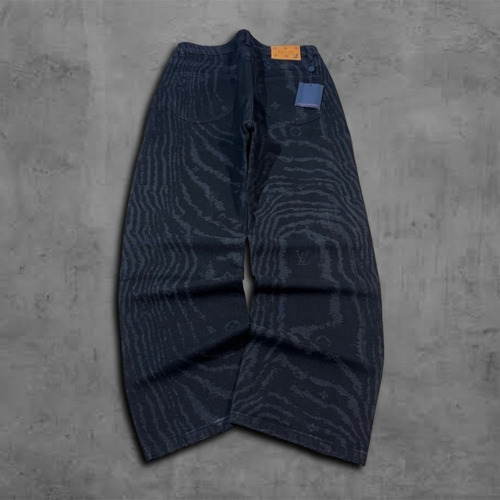 Black Baggy Lv Designer Streetwear Denim Jeans